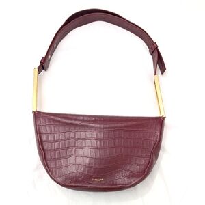 DeMellier Maroon Croc-Embossed Shoulder Bag